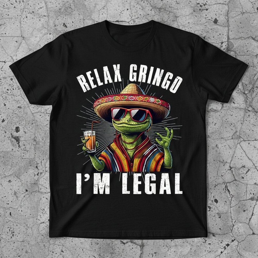 Relax Gringo I'm Legal Lizard Funny Graphic Tee | Mexican Humor Shirt